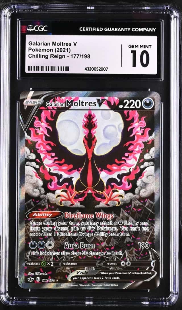 Pokemon Galarian Moltres V Chilling Reign 177/198 Ultra Rare CGC 10 Gem Mint