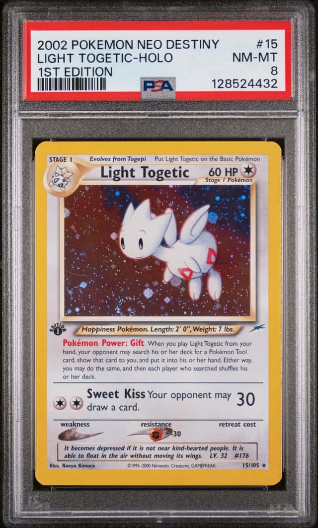 2002 POKEMON NEO DESTINY 1ST EDITION #15/105 LIGHT TOGETIC HOLO PSA 8