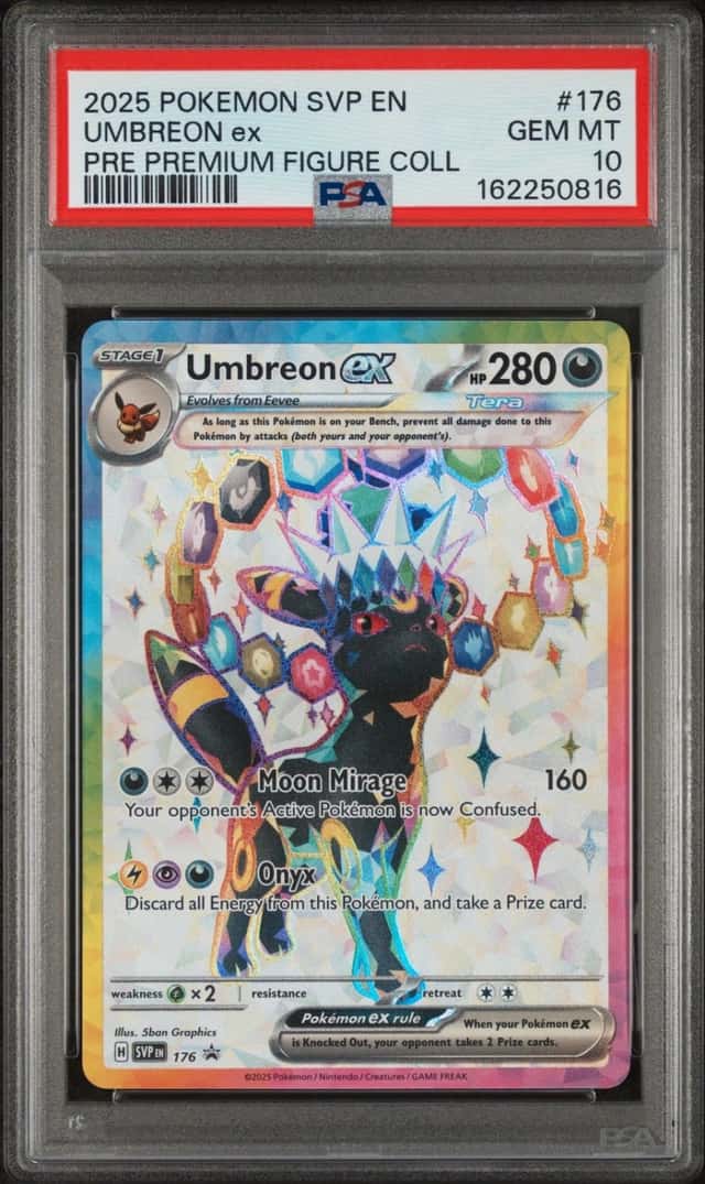 2025 POKEMON PRISMATIC EVOLUTIONS PREMIUM FIGURE COLLECTION UMBREON EX PSA 10