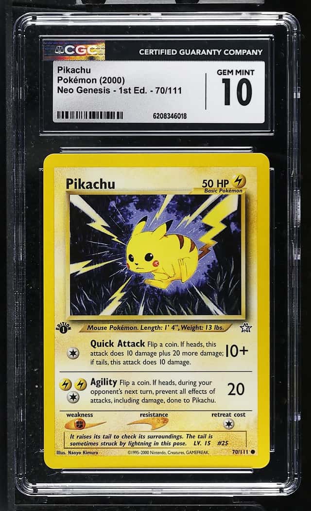 2000Pikachu 1st Edition #70 Pokemon Neo Genesis 🌟CGC 10 GEM MINT LOW POP!!