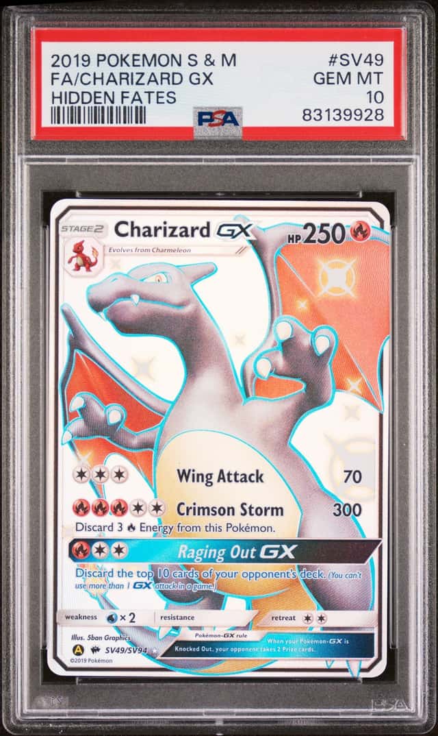 2019 Pokemon SM Hidden Fates Charizard GX #SV49/SV94 PSA 10 GEM MINT