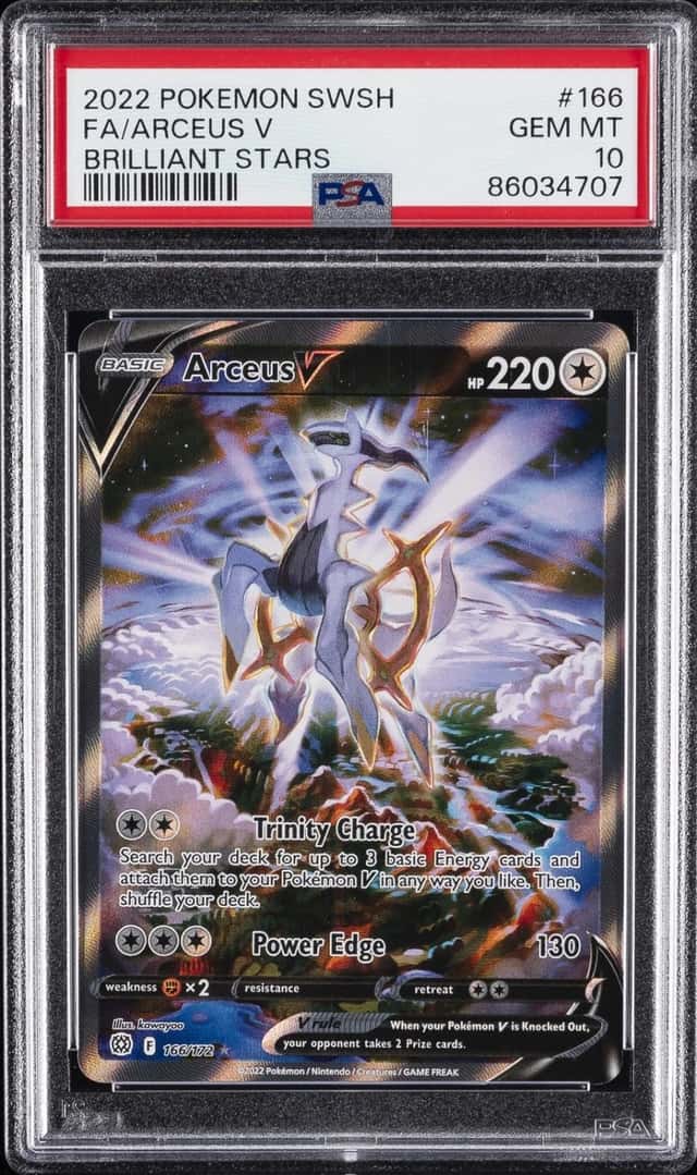 2022 POKEMON SWORD & SHIELD BRILLIANT STARS #166 FULL ART/ARCEUS V PSA 10