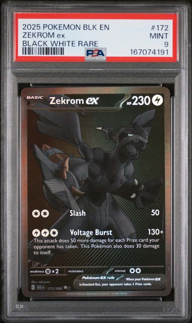 2025 POKEMON BLK EN-BLACK BOLT BLACK WHITE RARE #172 ZEKROM EX PSA 9