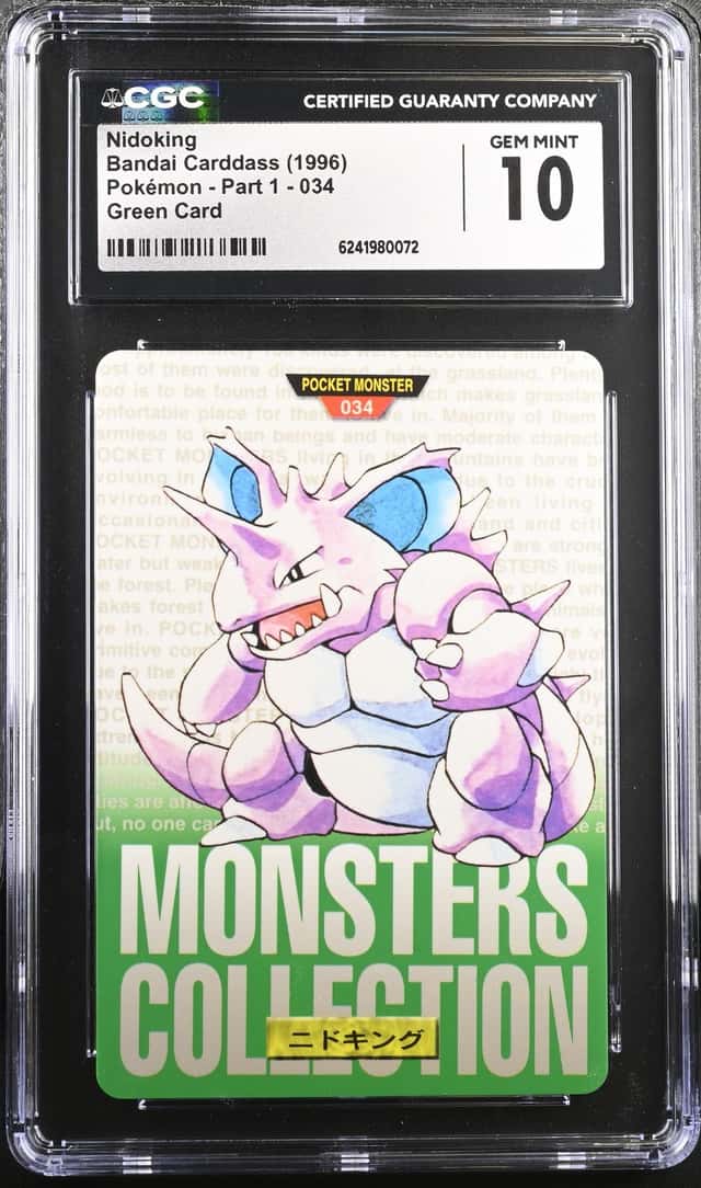1996 Carddass Bandai Pokemon Part 1 Green Nidoking #034 CGC 10 GEM MINT