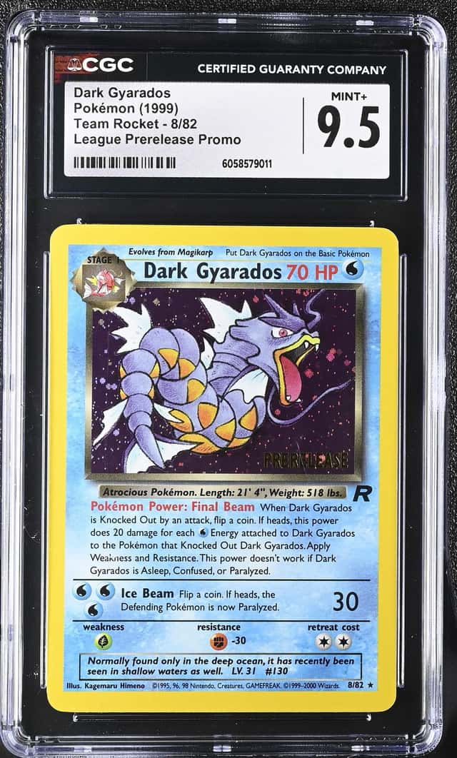 1999 Pokemon Team Rocket League Pre-Release Promo #8 Dark Gyarados Holo CGC 9.5
