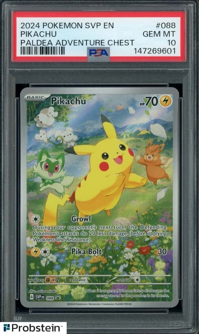 2024 POKEMON SVP EN BLACK STAR PROMO #088 PIKACHU PALDEA ADVENTURE CHEST PSA 10