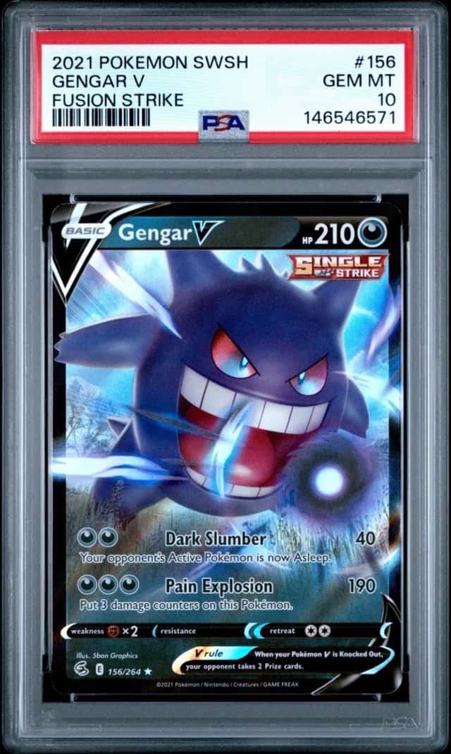 The Pokémon Company 2021 Gengar V 156/264 Fusion Strike Ultra Rare Holo PSA 10