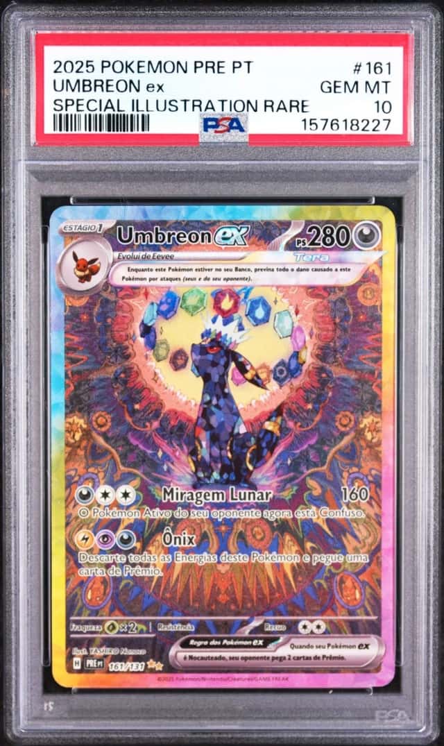 2025 POKEMON PORTUGUESE PRISMATIC EVOLUTIONS SIR #161 UMBREON EX PSA 10