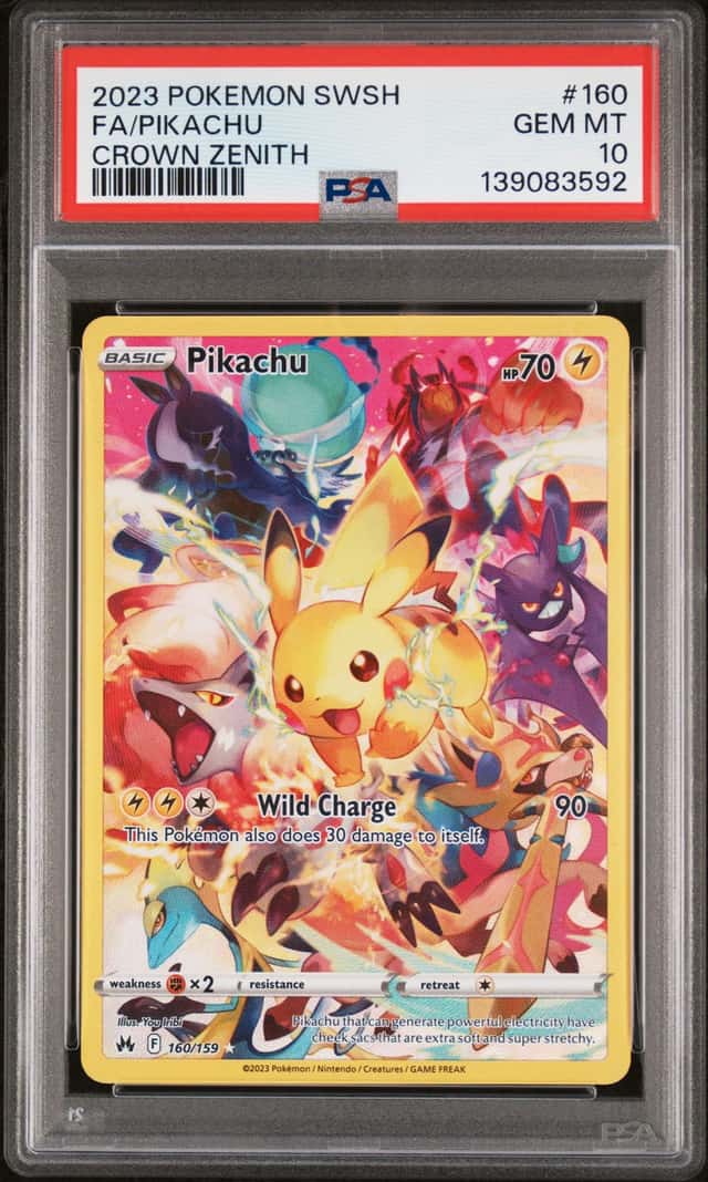 PIKACHU 2023 POKEMON CROWN ZENITH 160/159 SECRET RARE FULL ART PSA 10 Q3963-7