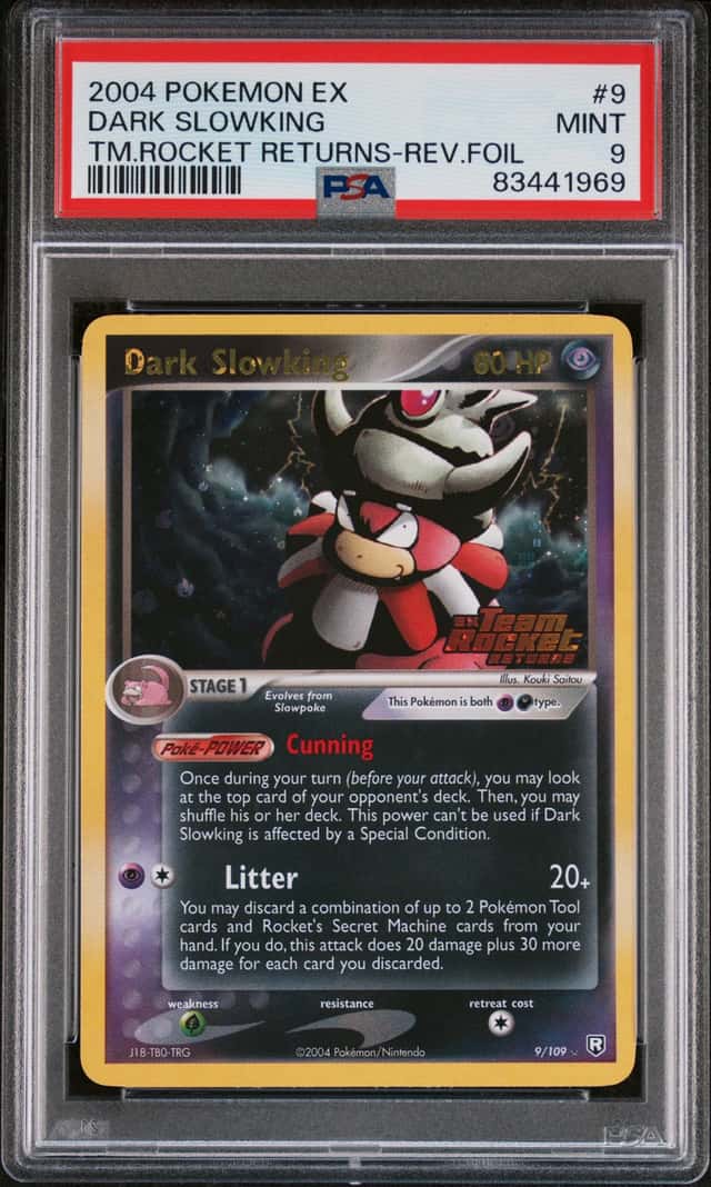 2004 Pokemon Ex Team Rocket Returns Reverse Holo Dark Slowking #9