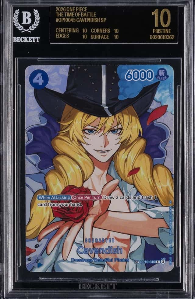2026 ONE PIECE OP16-THE TIME OF BATTLE #045 CAVENDISH BGS 10 BLACK LABEL