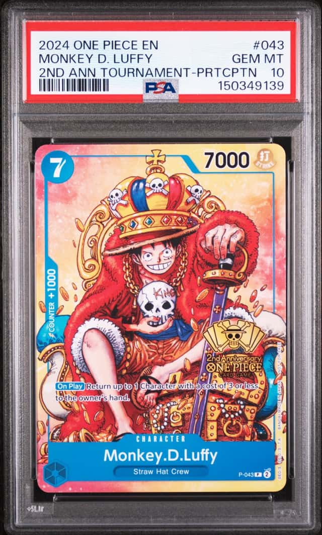 MONKEY D. LUFFY PSA 10 2024 ONE PIECE 2ND ANN TOURNAMENT #P-043 PARTICIPATION 39