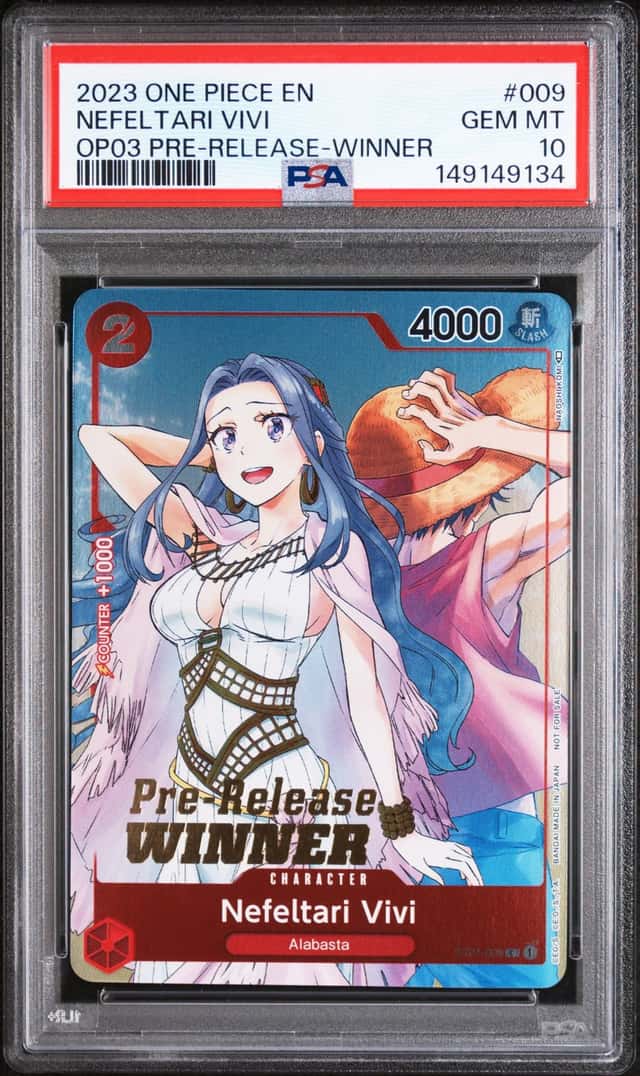 2022 One Piece Straw Hat Nefeltari Vivi Pre Release Winner #ST01-009 PSA 10