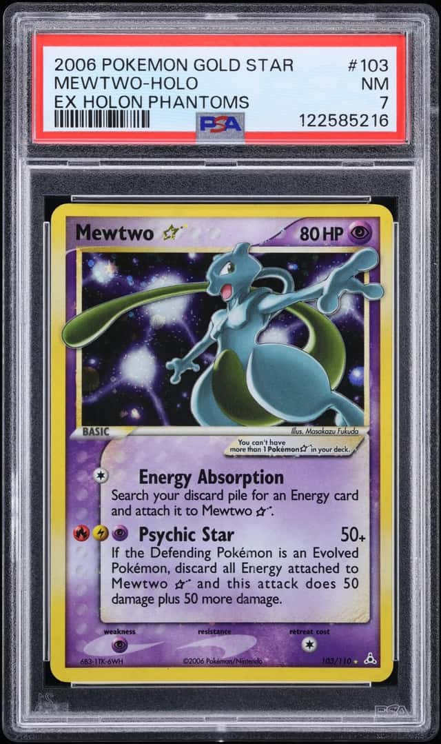 2006 Pokemon EX Holon Phantoms Holo Mewtwo GOLD STAR #103 PSA 7 NRMT