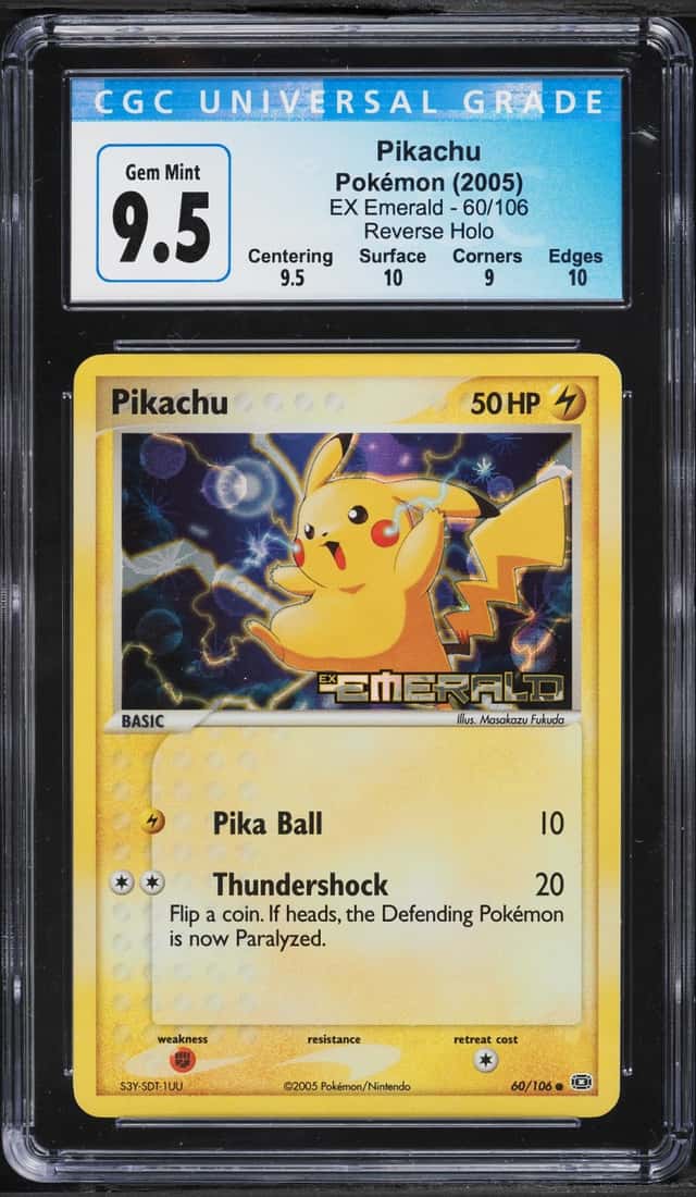 2005 Pokemon EX Emerald Reverse Holo Pikachu #60 CGC 9.5 GEM MINT