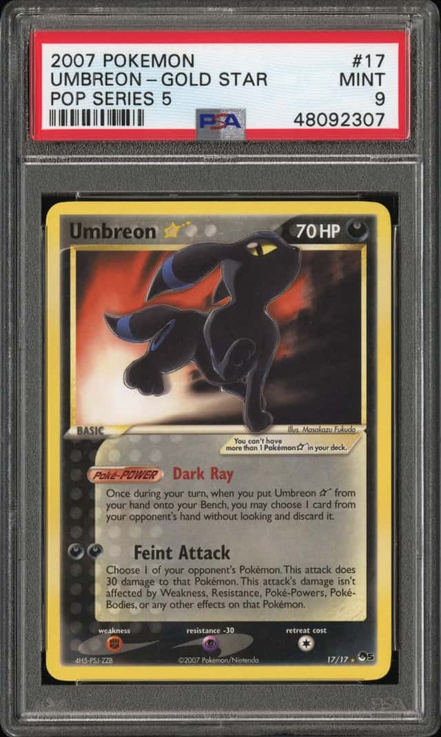 2007 Pokemon POP Series 5 Umbreon Gold Star #17 PSA 9 MINT