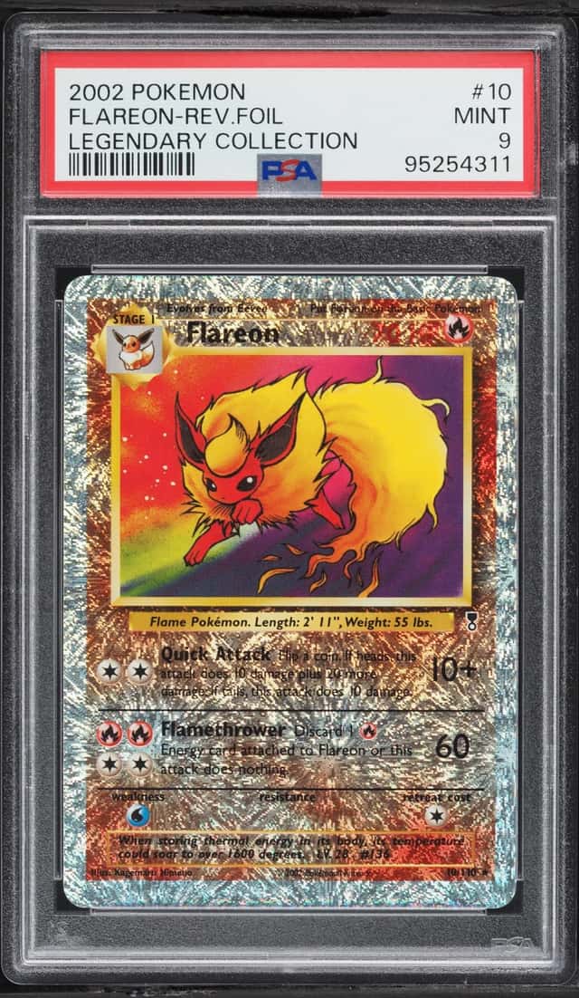 2002 Pokemon Legendary Collection Reverse Holo Flareon #10 PSA 9 MINT
