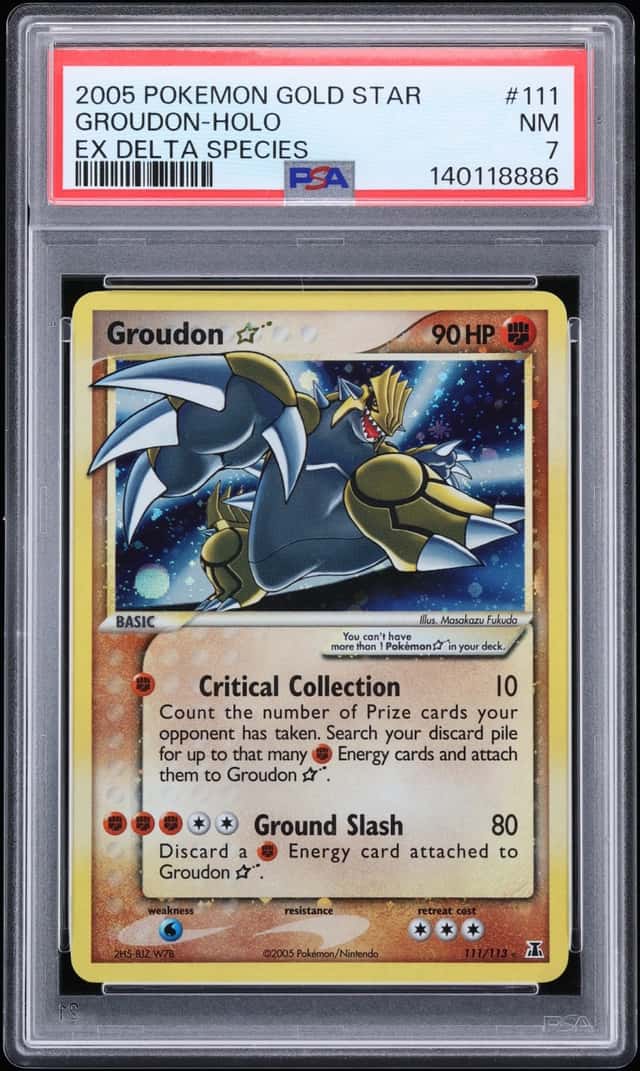 2005 Pokemon EX Delta Species Holo Groudon Gold Star #111 PSA 7 NRMT