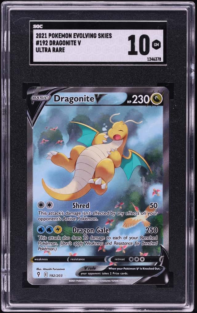 2021 Pokemon Sword & Shield Evolving Skies Alt Art Dragonite V #192 SGC 10 GEM MINT