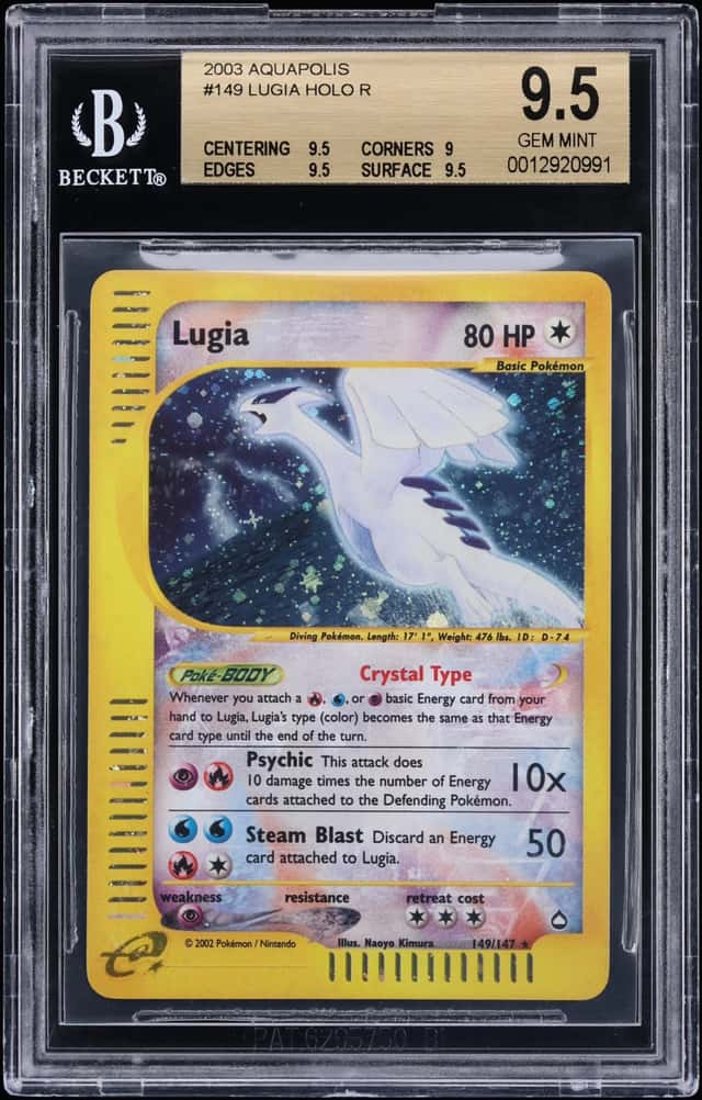 2003 Pokemon Aquapolis Holo Crystal Lugia #149 BGS 9.5 GEM MINT