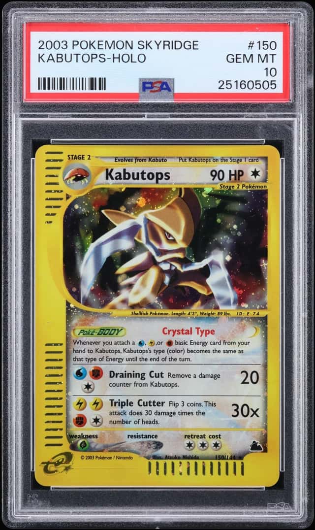 2003 Pokemon Skyridge Holo Crystal Kabutops #150 PSA 10 GEM MINT