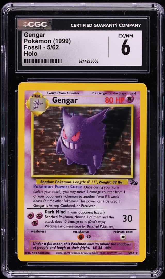 1999 Pokemon Fossil Holo Gengar #5 CGC 6 EXMT