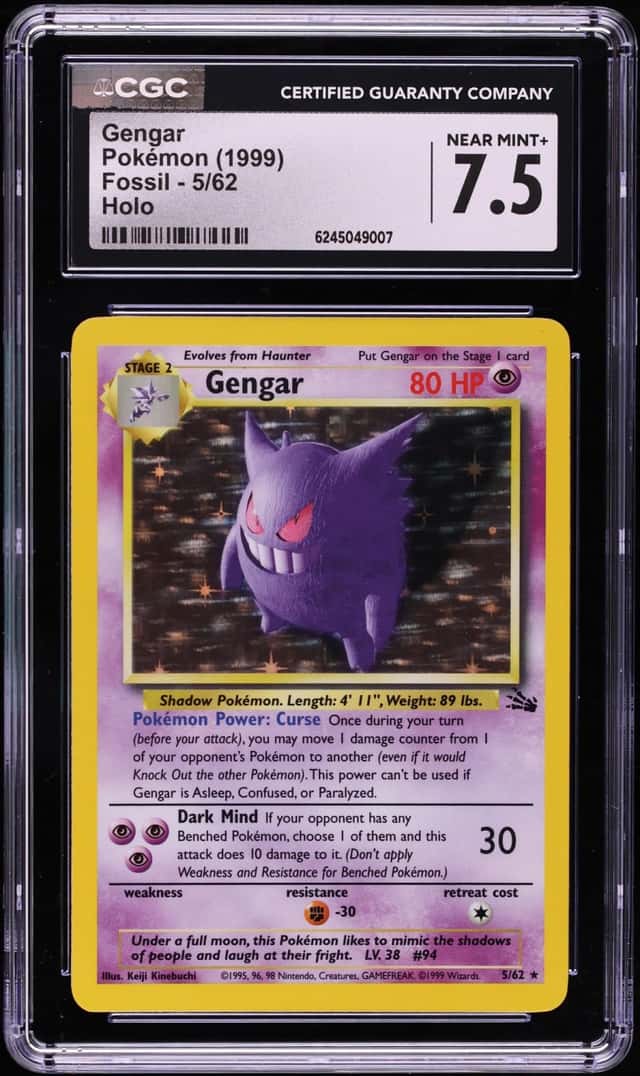 1999 Pokemon Fossil Holo Gengar #5 CGC 7.5 NRMT+