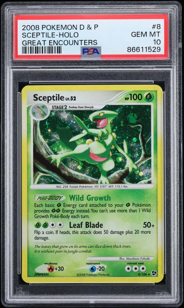 2008 Pokemon Diamond & Pearl Great Encounters Holo Sceptile #8 PSA 10 GEM MINT