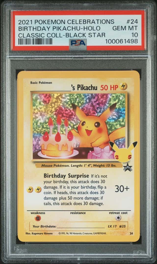 2021 POKEMON CELEBRATIONS CLASSIC COLLECTION #24 BIRTHDAY PIKACHU-HOLO PSA 10