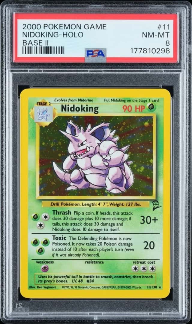 2000 Pokemon Nidoking 011/102 Base Set 2 Holo PSA 8