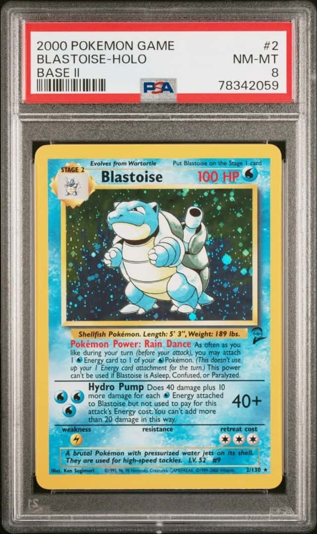 POKEMON BLASTOISE-HOLO 2000 GAME BASE 2 #2 BASE PSA 8