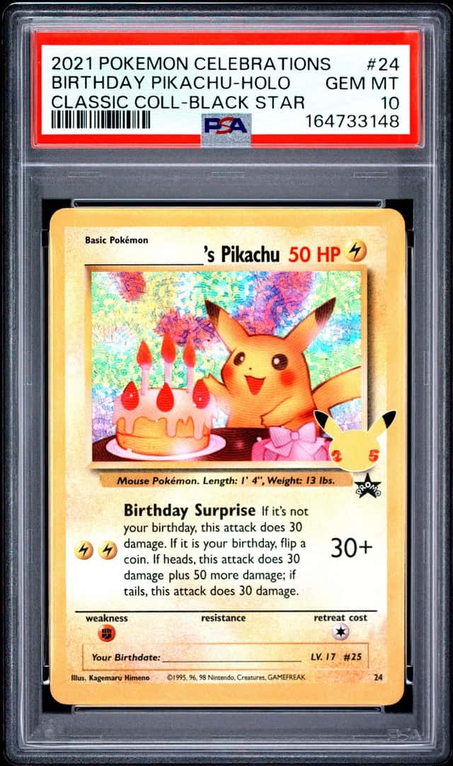 2021 POKEMON CELEBRATIONS CLASSIC COLLECTION #24 BIRTHDAY PIKACHU-HOLO PSA 10
