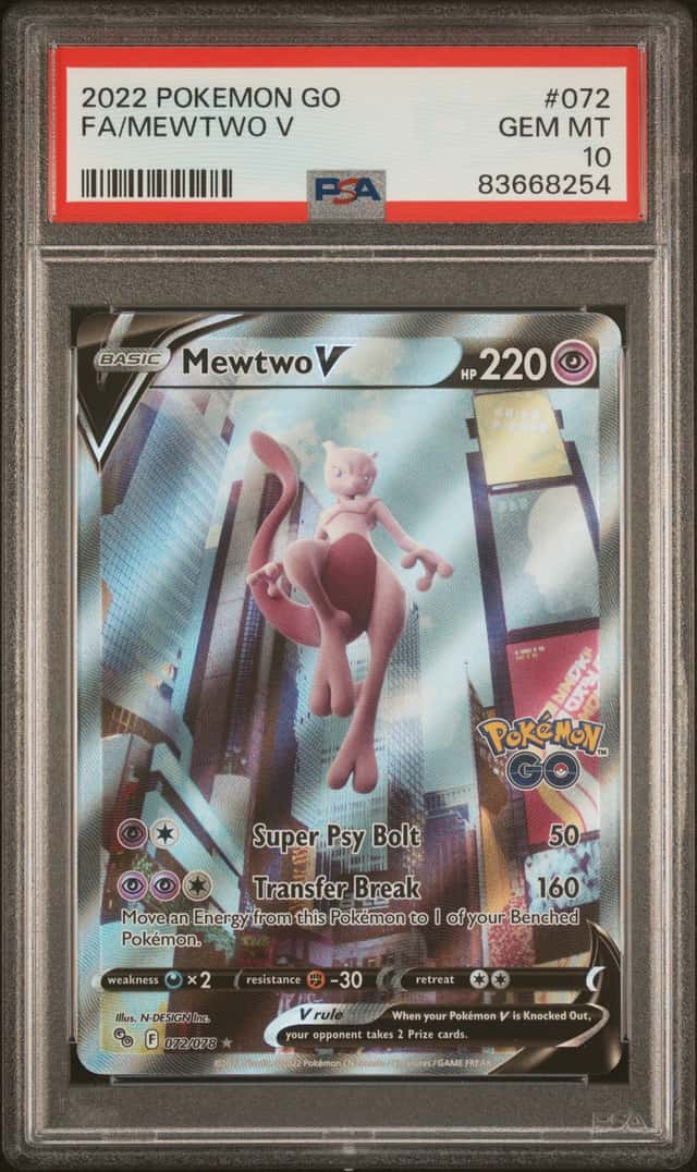 Pokemon Go Mewtwo V 72/78 Alternative Full Art Rare Holo Foil PSA 10 GEM MINT