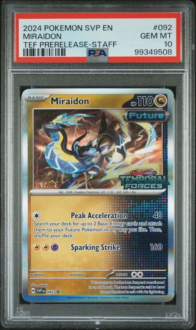 2024 Pokemon Miraidon 092 SVP Temporal Forces Prerelease STAFF Promo PSA 10