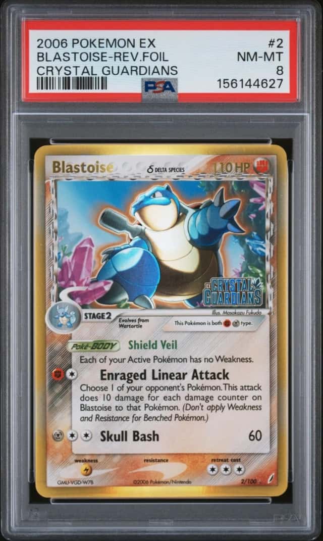 Pokemon Blastoise Reverse Holo Crystal Guardians 2/100 PSA 8