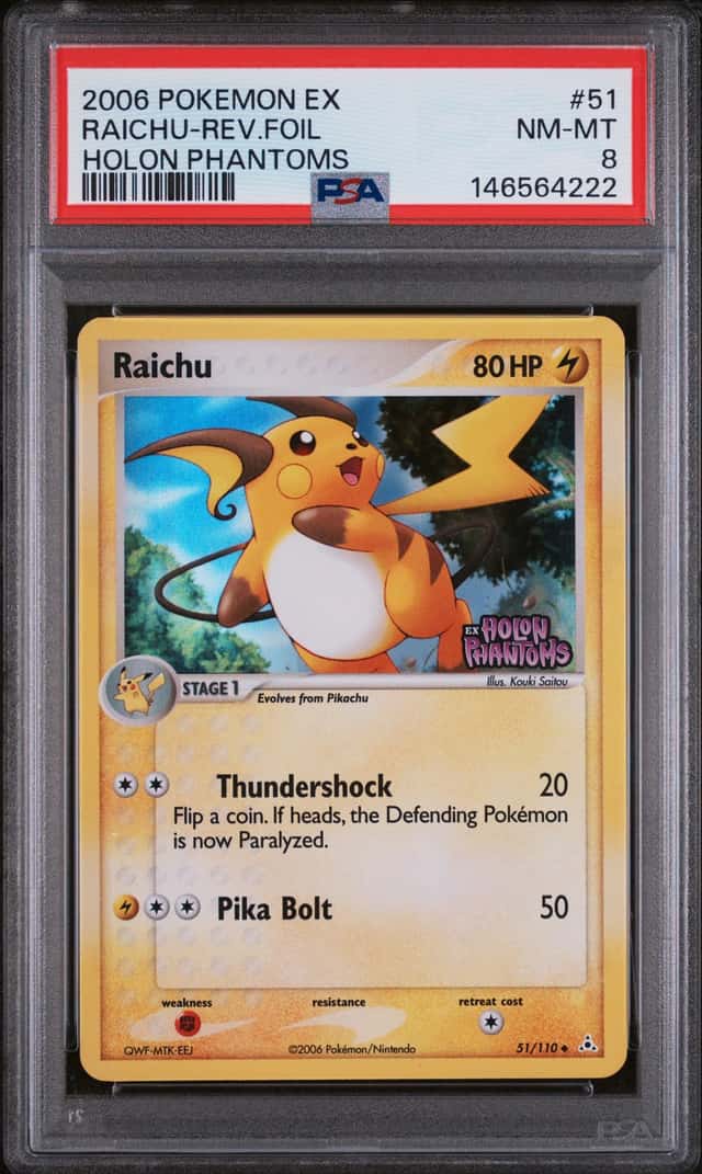 Pokemon Raichu Reverse Holo Holon Phantoms 51/110 PSA 8
