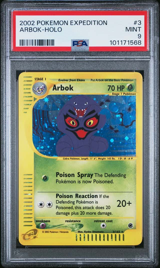 Pokemon Arbok Holo Expedition 3/165 PSA 9 Mint