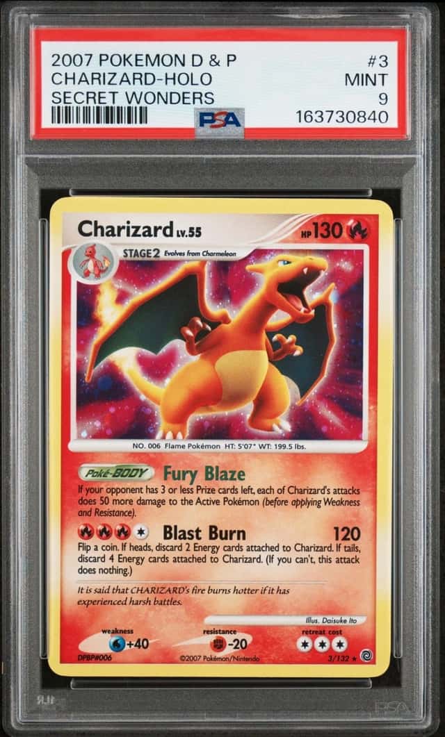 Pokemon Charizard Holo Secret Wonders 3/132 PSA 9 Mint