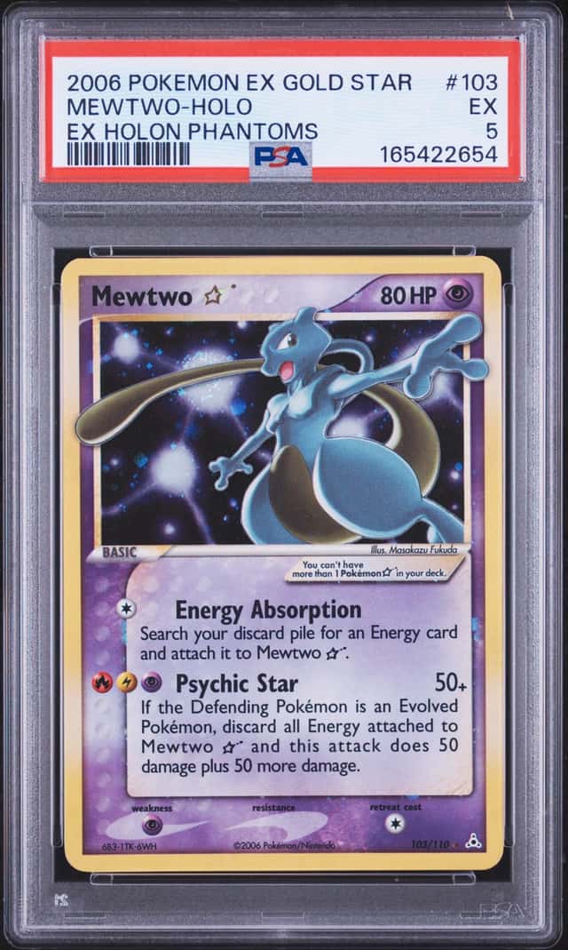 Pokemon Mewtwo Gold Star Holo Holon Phantoms 103/110 PSA 5