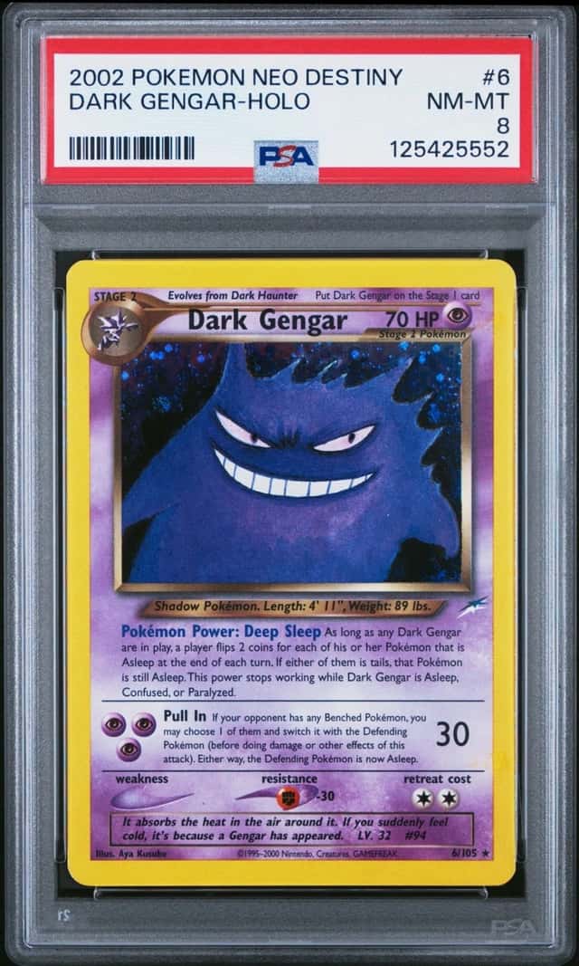 Pokemon Dark Gengar Holo Neo Destiny Unlimited 6/105 PSA 8