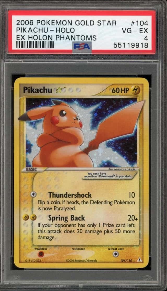 Pokemon Pikachu Holo Holon Phantoms 104/110 Gold Star PSA 4