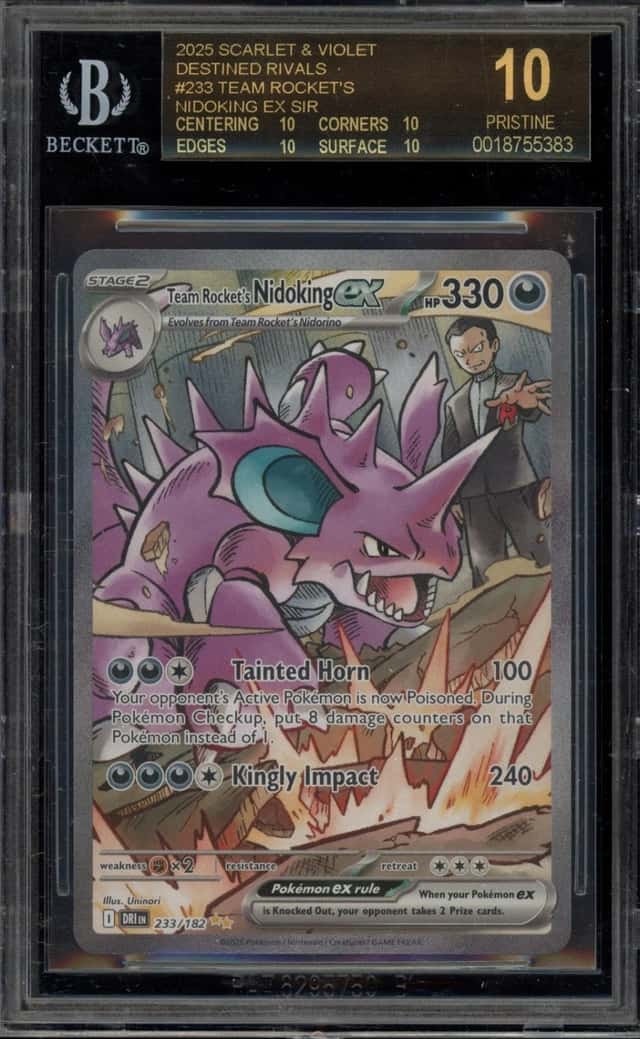 Pokemon Team Rocket's Nidoking ex Destined Rivals SIR 233 BGS 10 BLACK LABEL