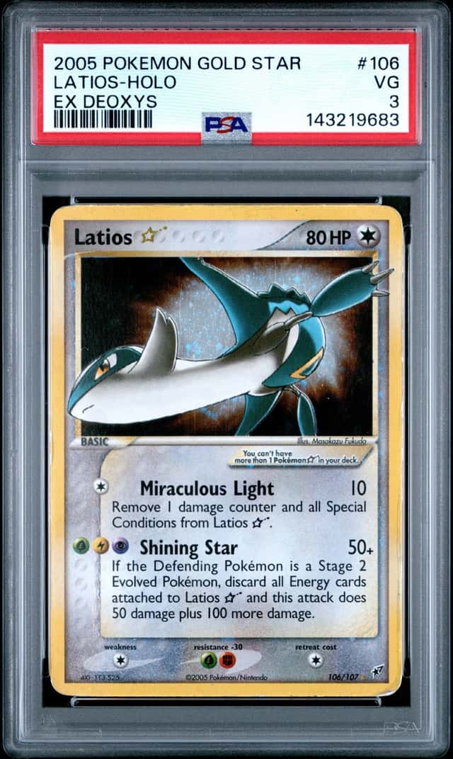 Pokemon 2005 Gold Star Latios 106/107 Holo EX Deoxys PSA 3