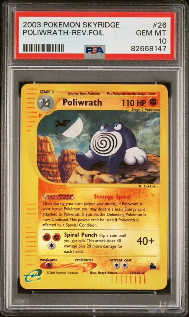 2003 POKEMON SKYRIDGE #26 POLIWRATH-REVERSE FOIL PSA 10