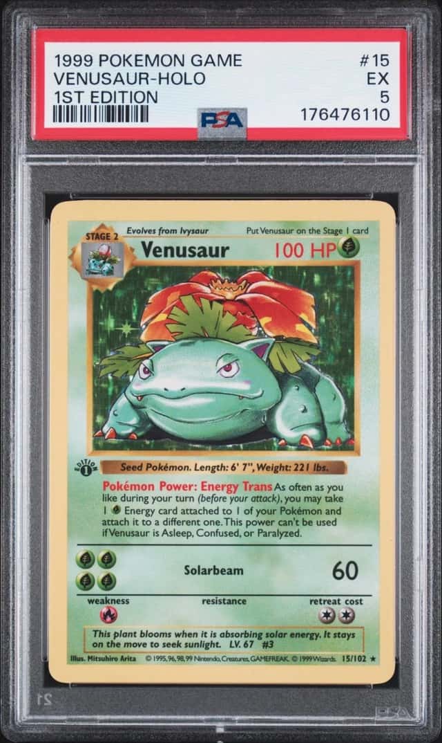 1999 POKEMON BASE SET 1ST EDITION #15 VENUSAUR-HOLO PSA 5