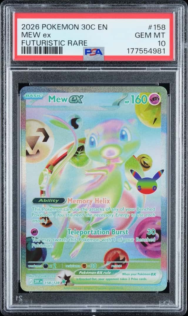 2026 POKEMON 30C EN-30TH CELEBRATION FUTURISTIC RARE #158 MEW EX PSA 10
