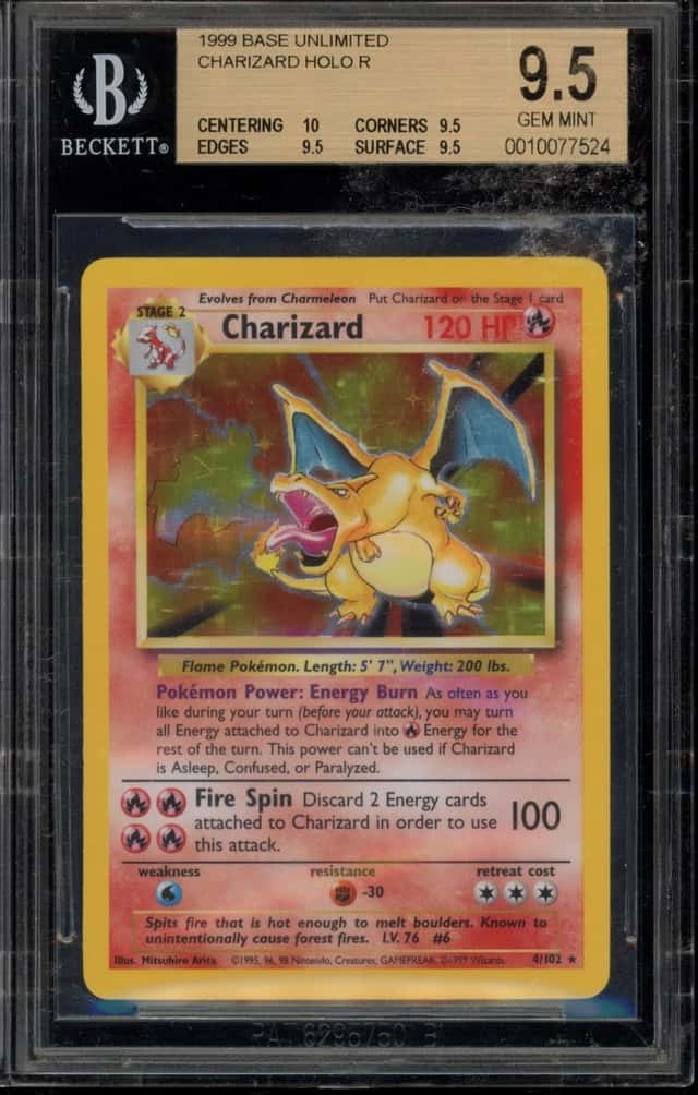 Pokemon Charizard Base Set Unlimited Holo Rare 4 BGS 9.5