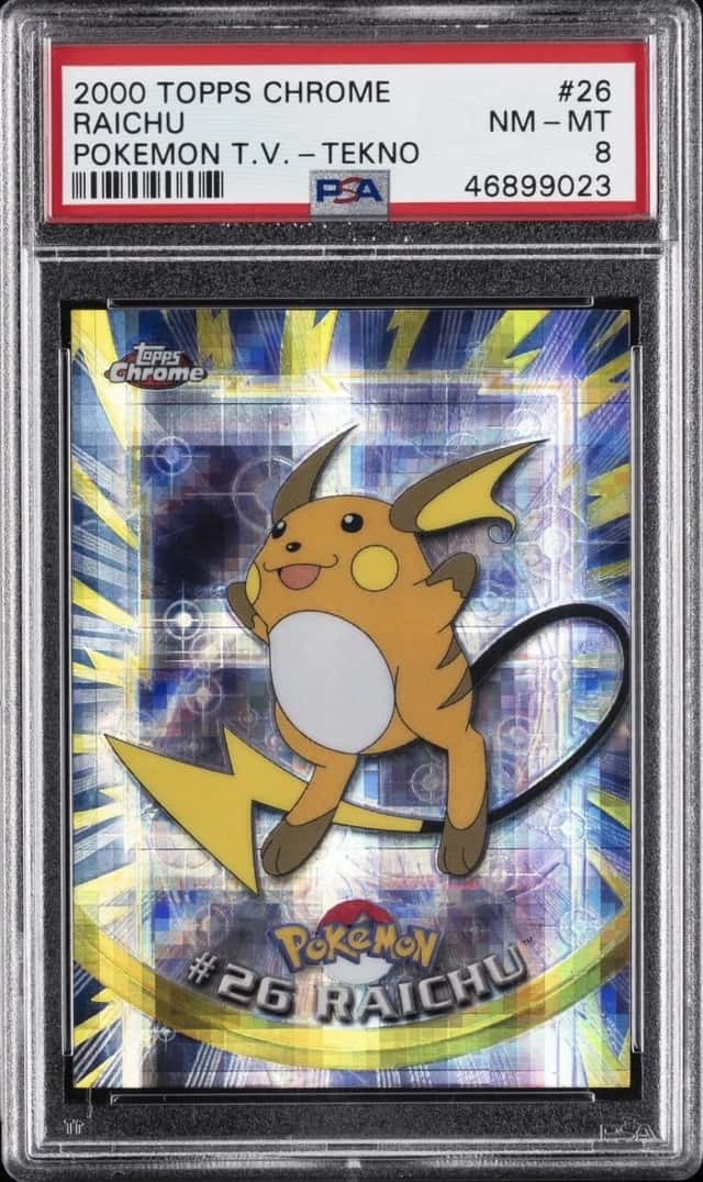 2000 TOPPS CHROME POKEMON T.V. TEKNO #26 RAICHU PSA 8