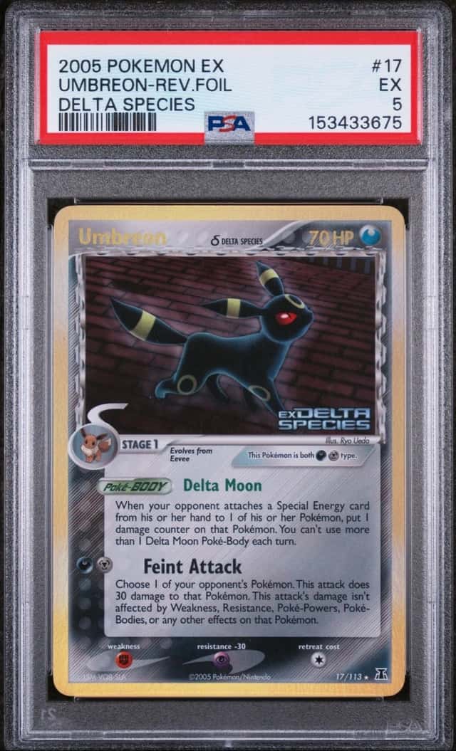 2005 POKEMON EX DELTA SPECIES #17 UMBREON-REVERSE FOIL PSA 5