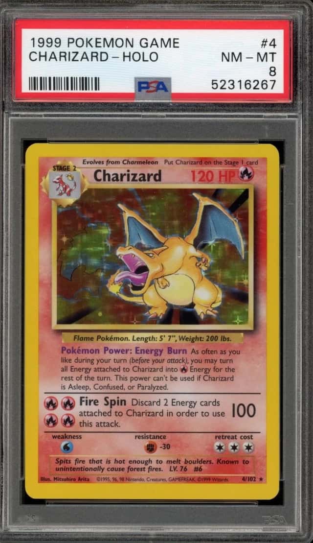 Pokemon Charizard Holo Base Set Unlimited 4/102 PSA 8